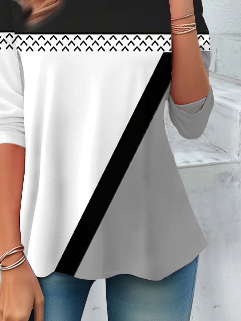 Women Abstract Long Sleeve Tee T-shirt Crew Neck Printing Casual Spring/Fall Graphic Tee Top