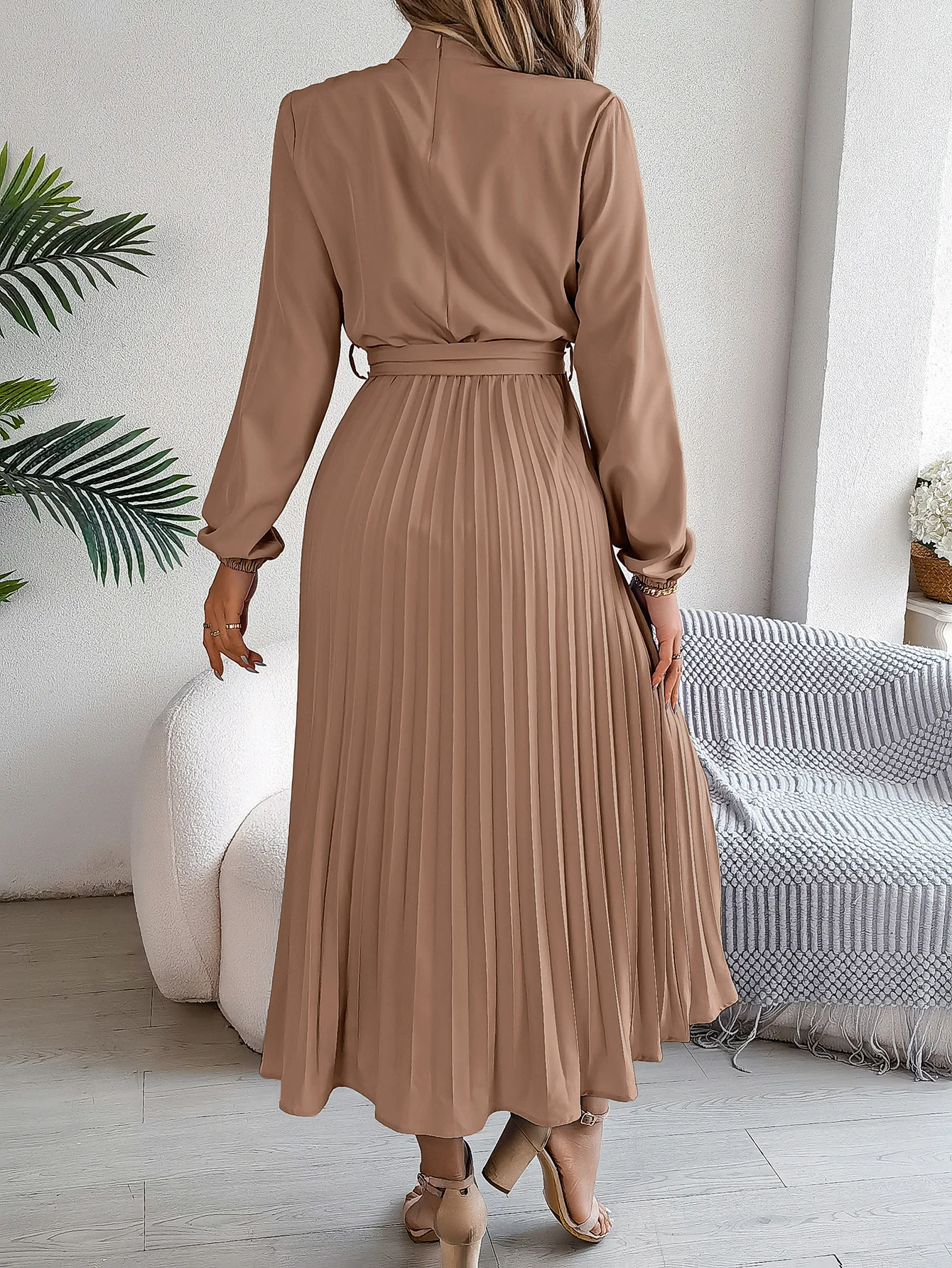 Women Plain Short Sleeve Summer Split Joint Dress Stand Collar Daily Vintage Maxi Tank A-Line Dress
