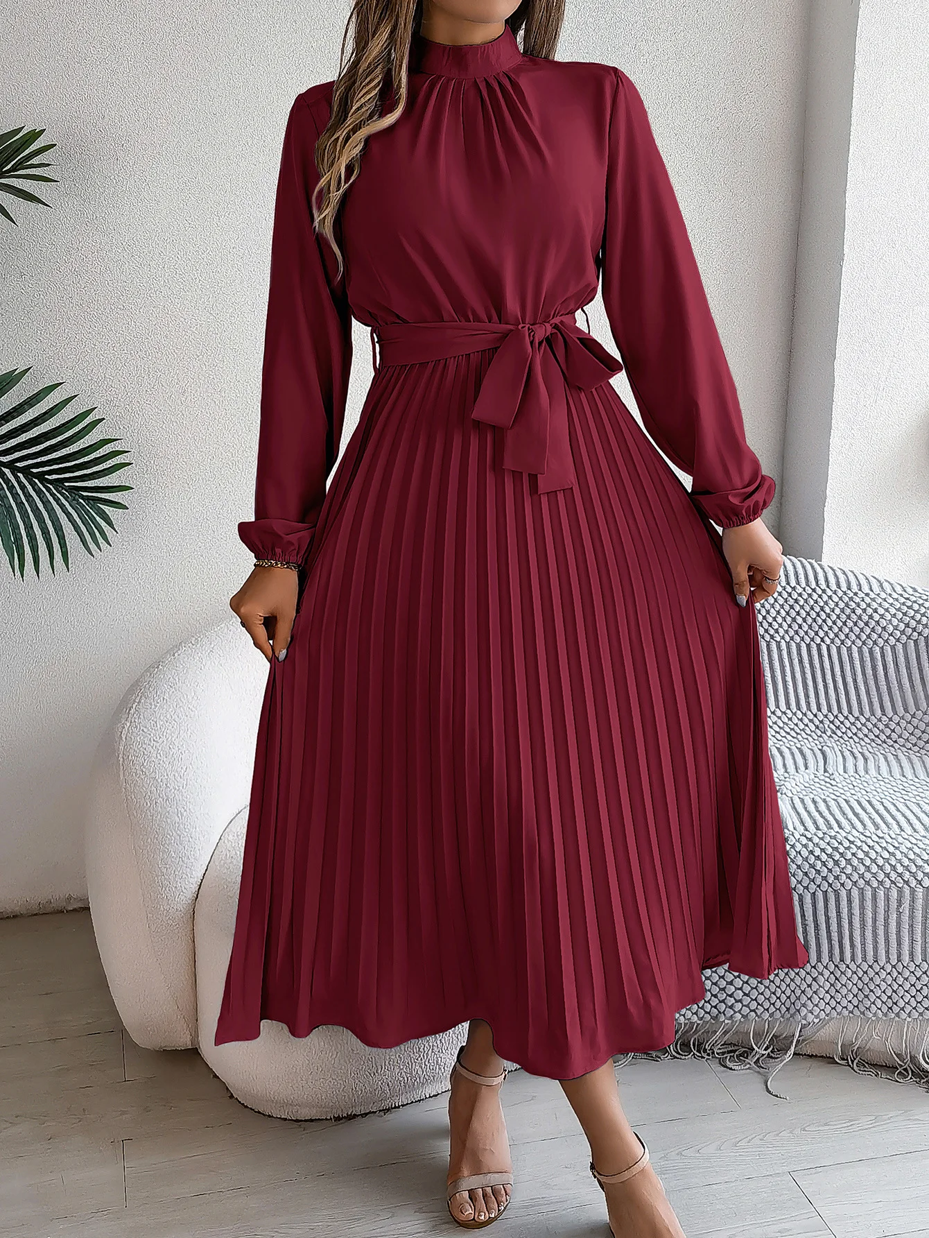 Women Plain Short Sleeve Summer Split Joint Dress Stand Collar Daily Vintage Maxi Tank A-Line Dress