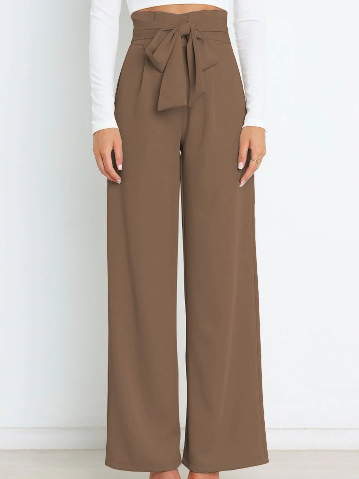 Women Plain Long Elastic Waist Pants Casual Spring/Fall Trousers