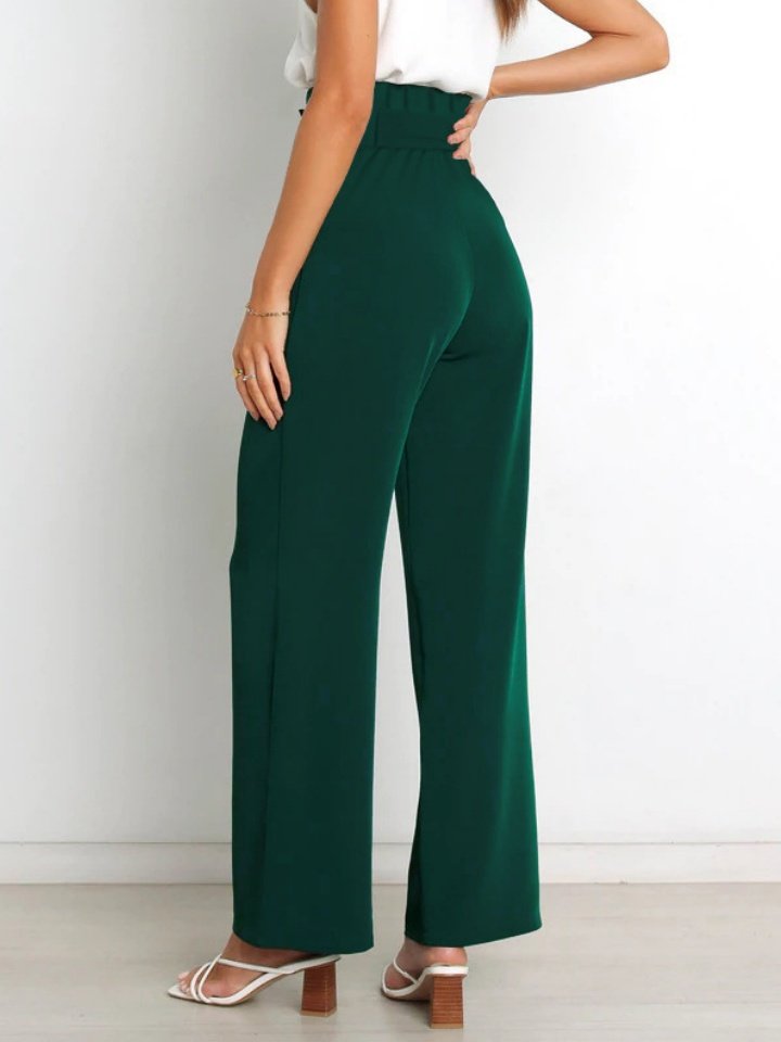 Women Plain Long Elastic Waist Pants Casual Spring/Fall Trousers