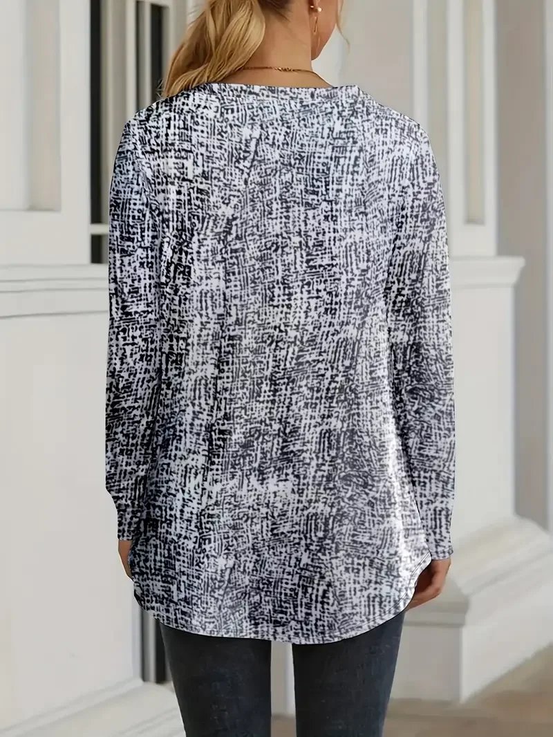 Women Abstract Long Sleeve Tee T-shirt Crew Neck Printing Casual Spring/Fall Graphic Tee Top
