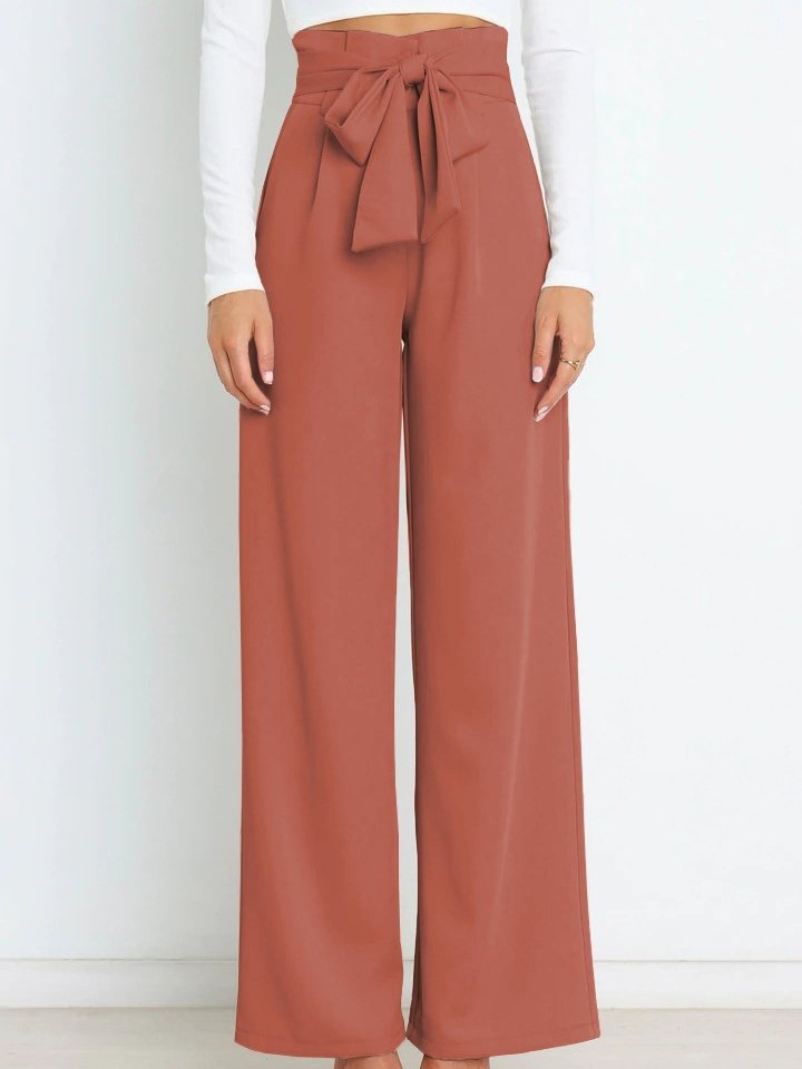 Women Plain Long Elastic Waist Pants Casual Spring/Fall Trousers