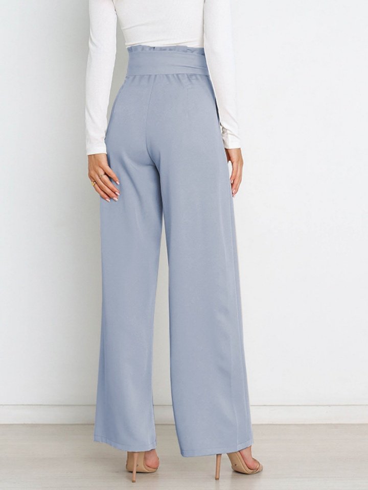 Women Plain Long Elastic Waist Pants Casual Spring/Fall Trousers