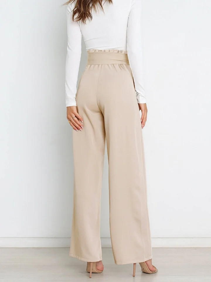 Women Plain Long Elastic Waist Pants Casual Spring/Fall Trousers