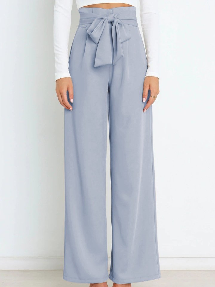 Women Plain Long Elastic Waist Pants Casual Spring/Fall Trousers