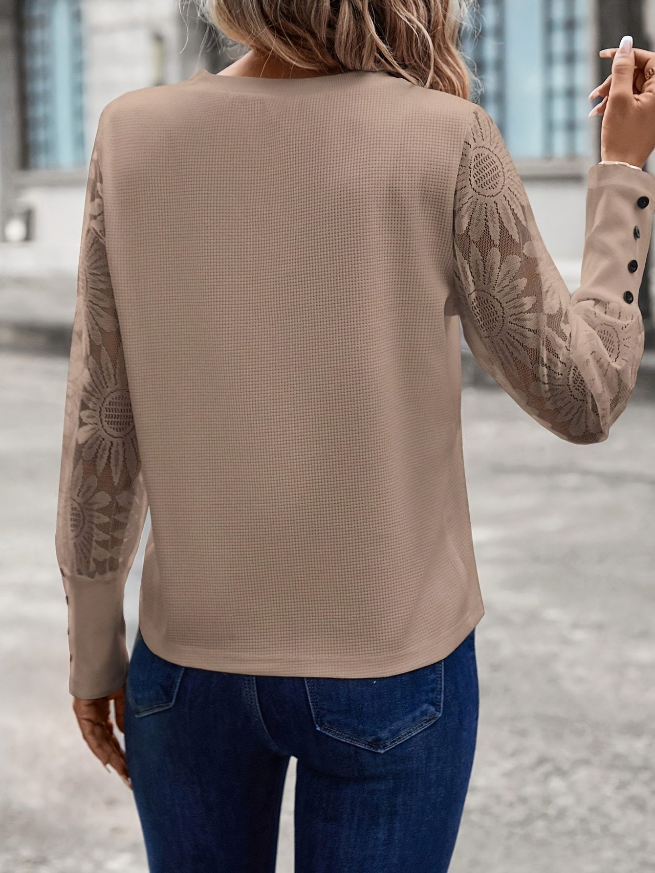 Women Floral Crew Neck Jacquard Vintage Spring/Fall Long Sleeve Sweatshirt