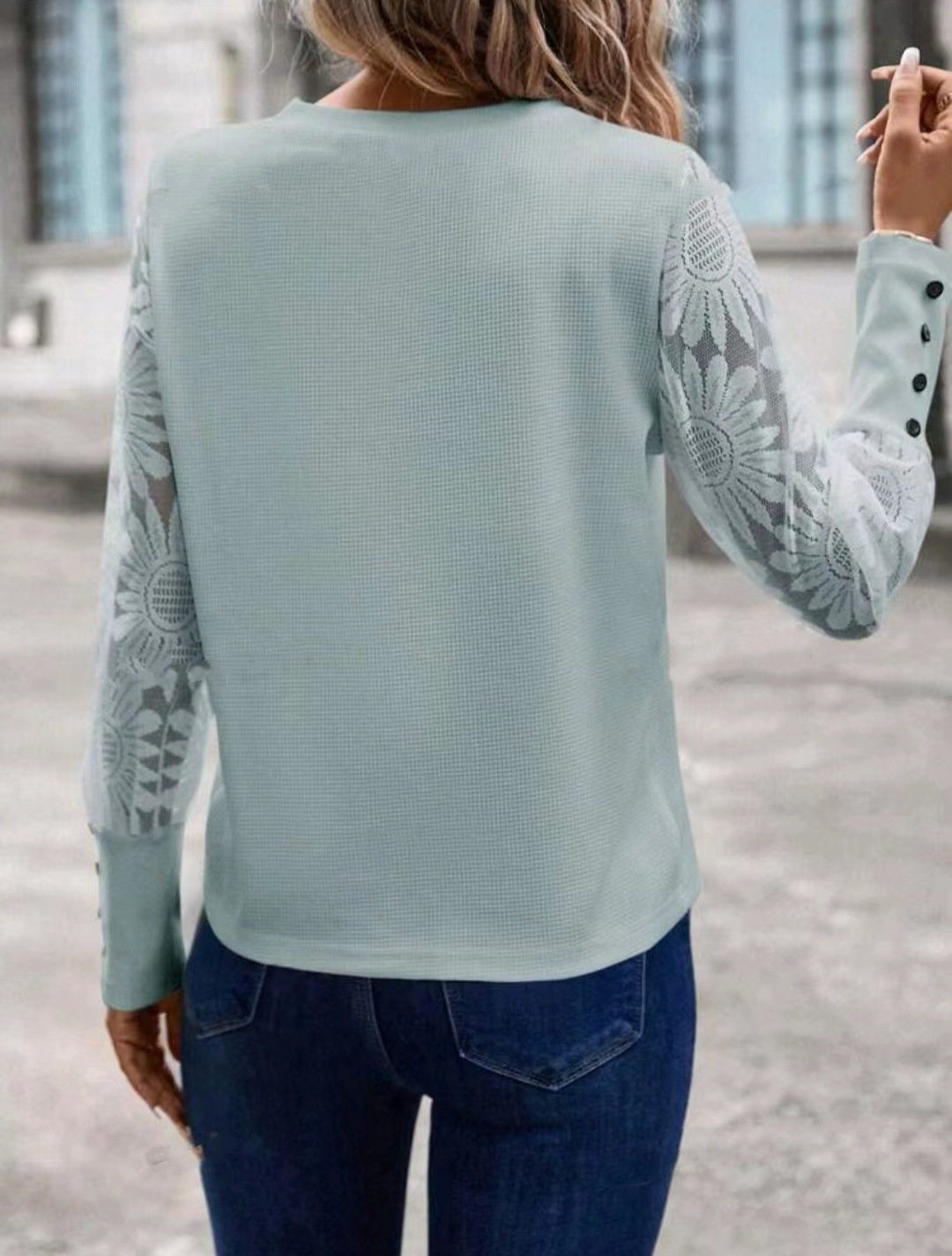 Women Floral Crew Neck Jacquard Vintage Spring/Fall Long Sleeve Sweatshirt
