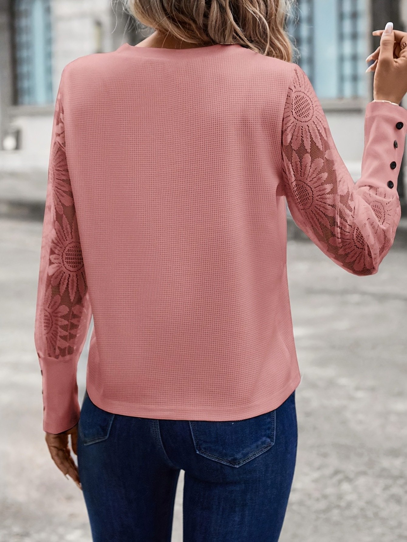 Women Floral Crew Neck Jacquard Vintage Spring/Fall Long Sleeve Sweatshirt