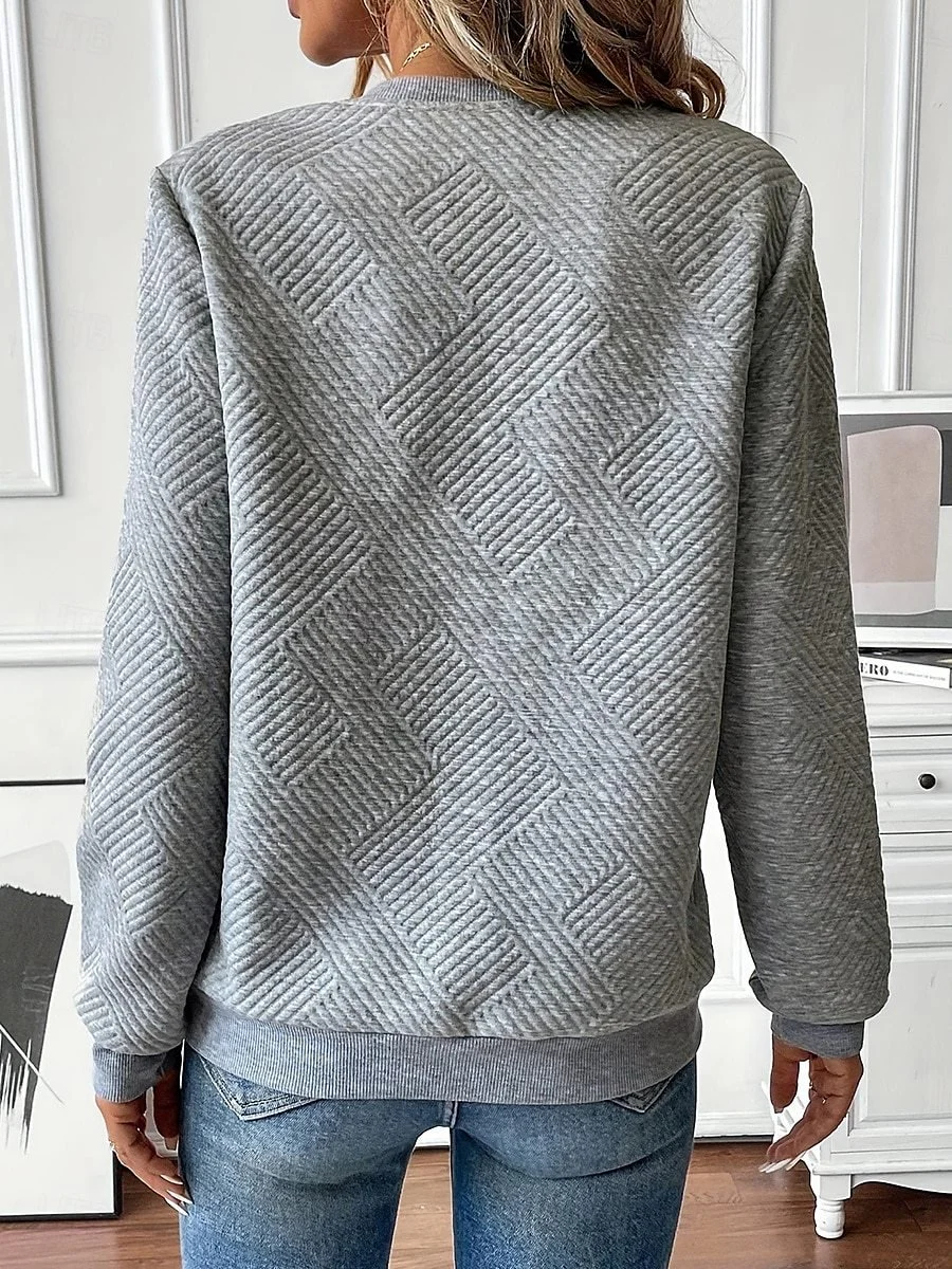 Women Plain V Neck Casual Spring/Fall Long Sleeve Sweatshirt