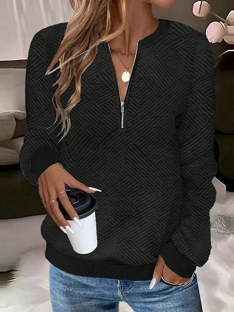 Women Plain V Neck Casual Spring/Fall Long Sleeve Sweatshirt