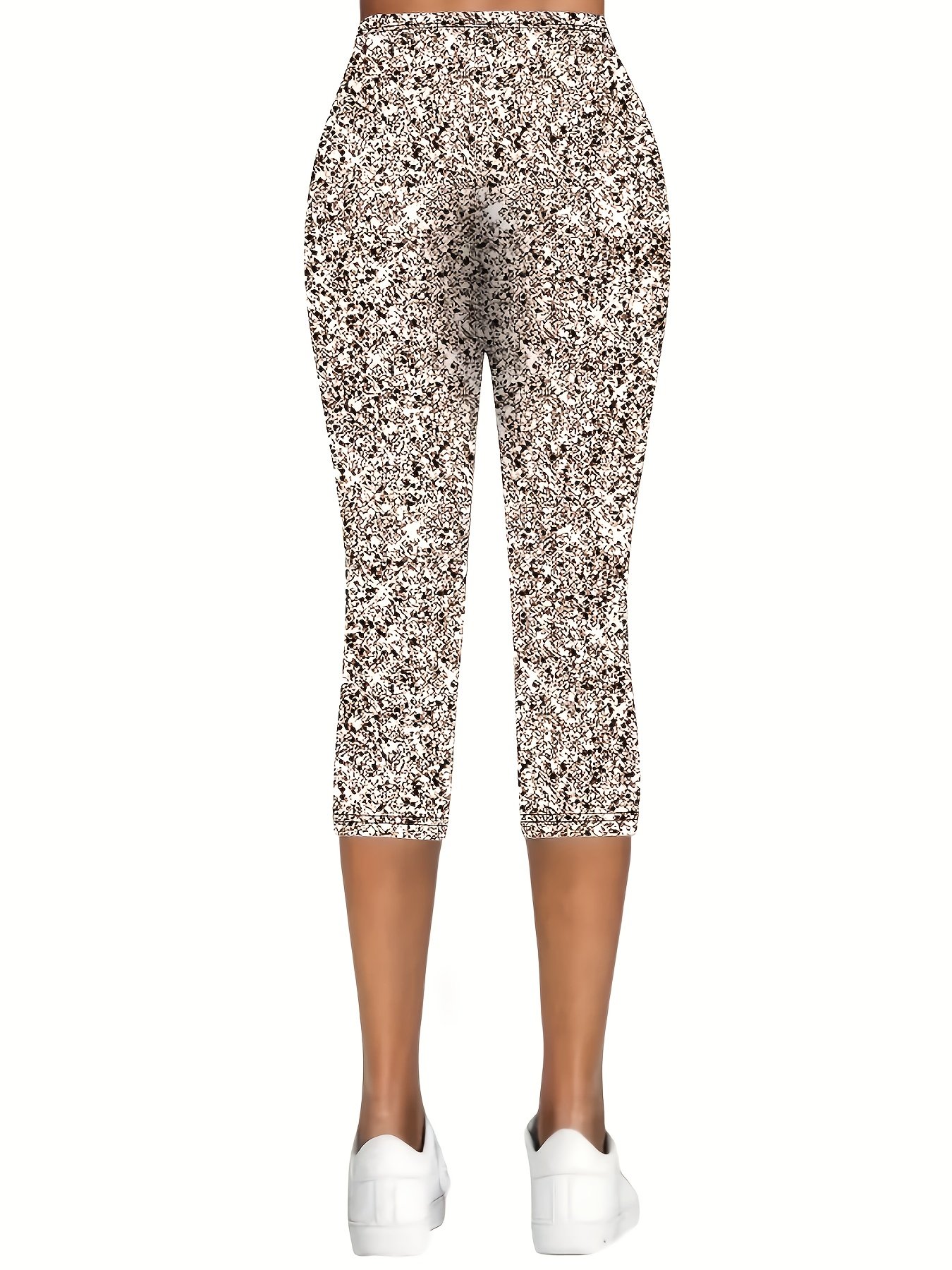 Women's Abstract Capris Elastic Waist Pant Casual Summer Trousers