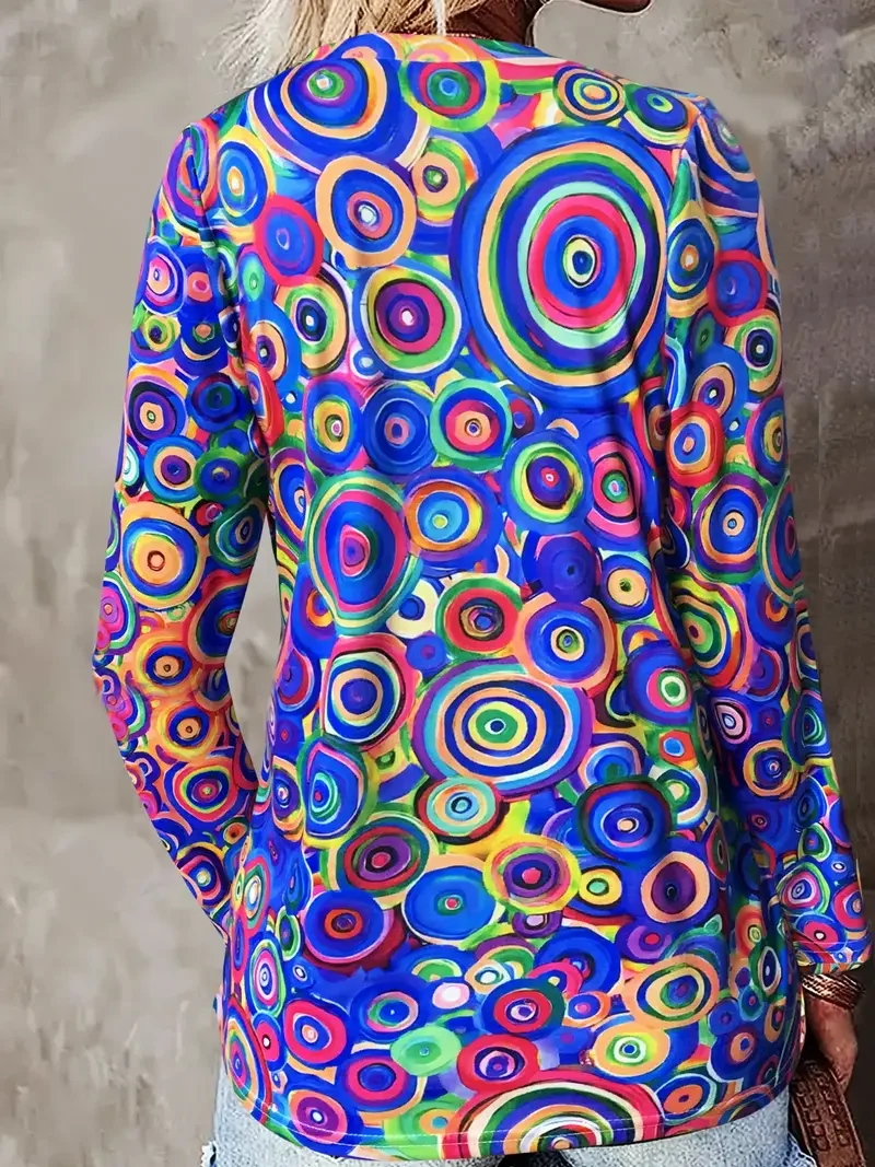 Women Abstract Long Sleeve Tee T-shirt Crew Neck Printing Casual Spring/Fall Graphic Tee Top