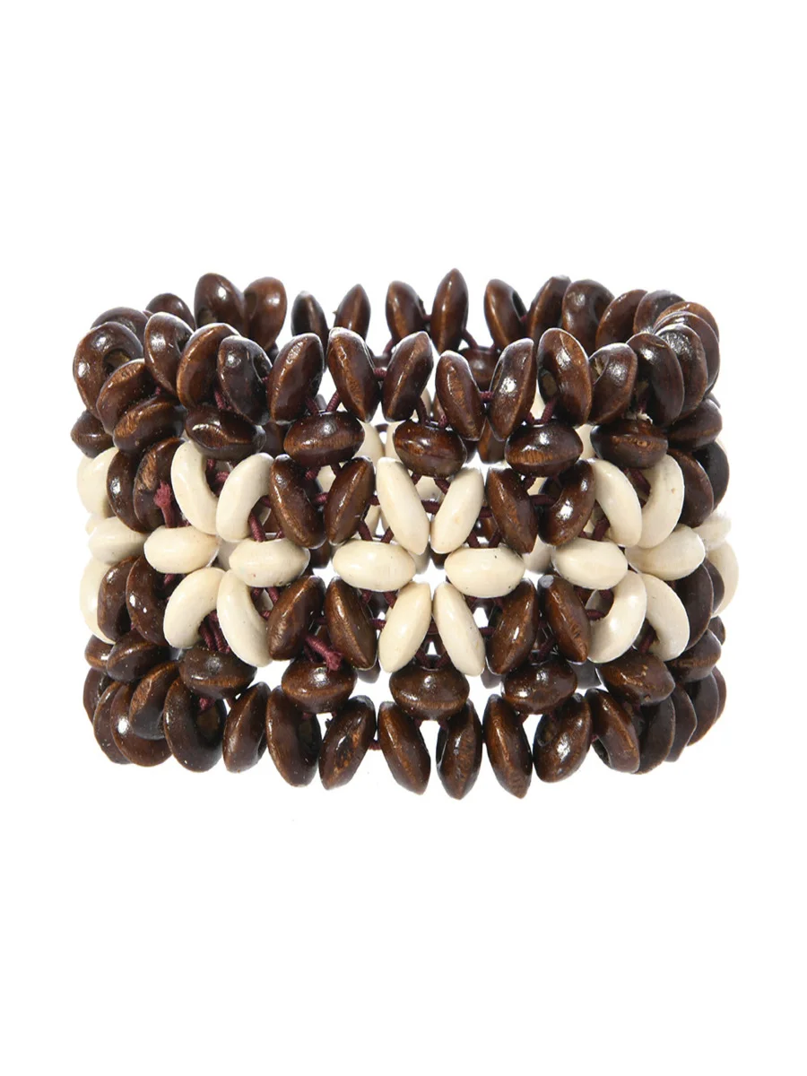 Bohemian Colorful Wooden Bead Bracelets Fashionable And Versatile Handmade Beaded Elastic Wire Wooden Bead Bracelets