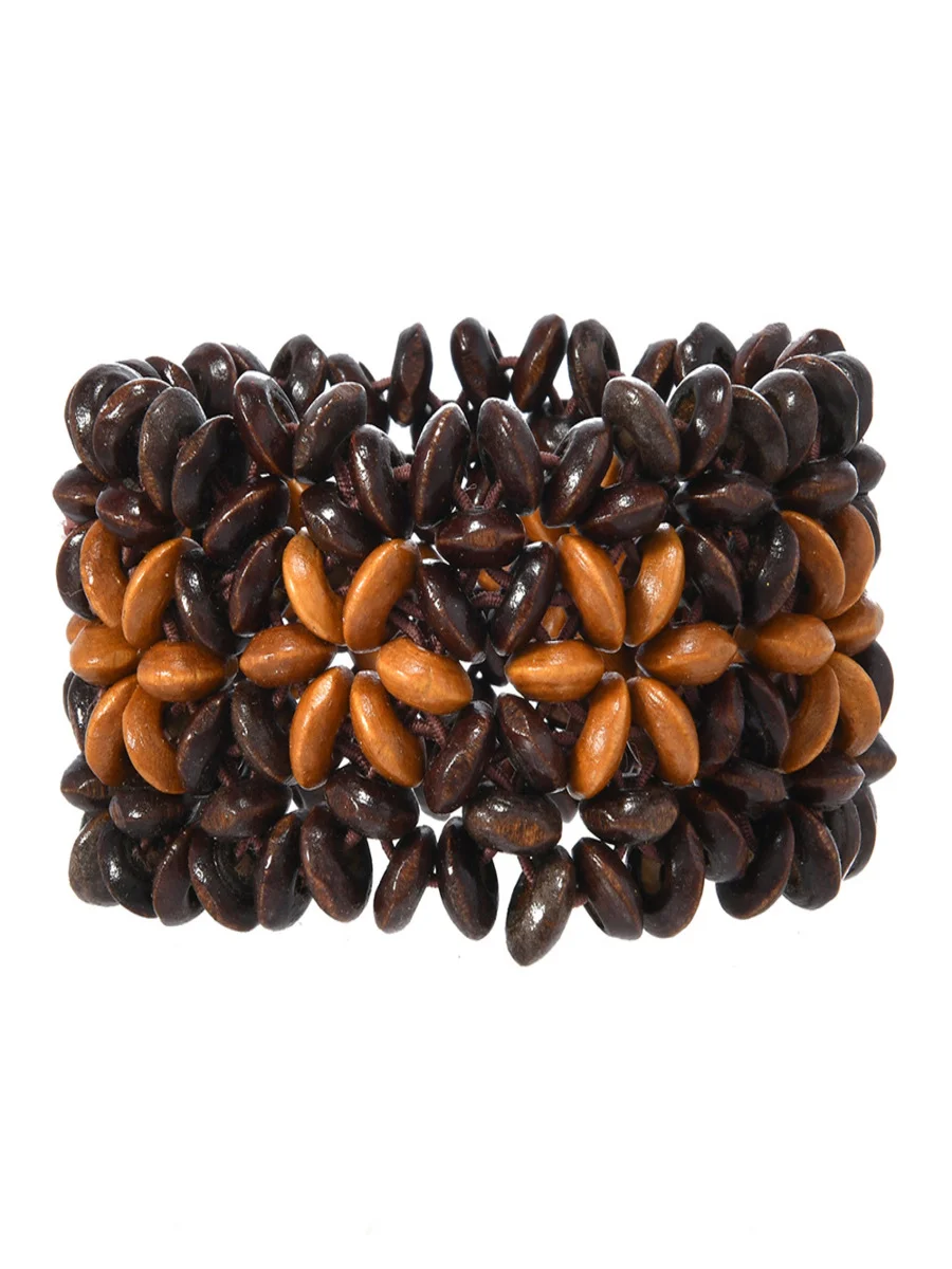 Bohemian Colorful Wooden Bead Bracelets Fashionable And Versatile Handmade Beaded Elastic Wire Wooden Bead Bracelets