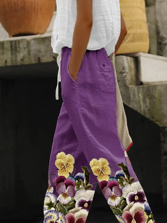 Women Floral Ankle Pants Pants Casual Spring/Fall Trousers