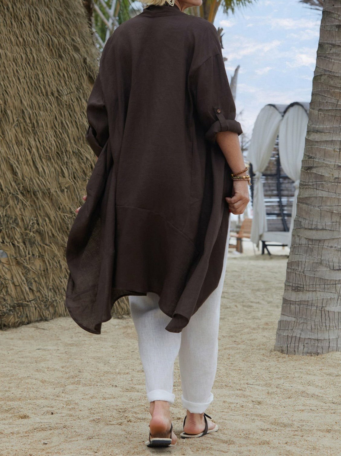 Women Plain Spring/Fall Cover-up Vintage Split Joint Lightweight Cardigan