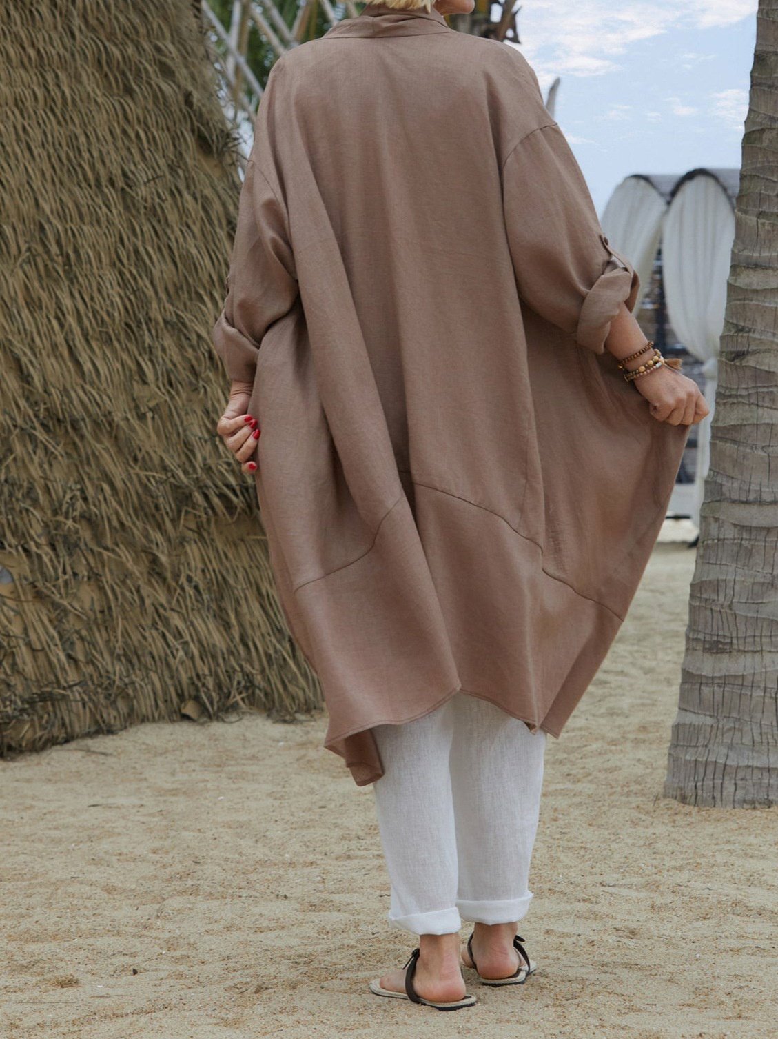 Women Plain Spring/Fall Cover-up Vintage Split Joint Lightweight Cardigan