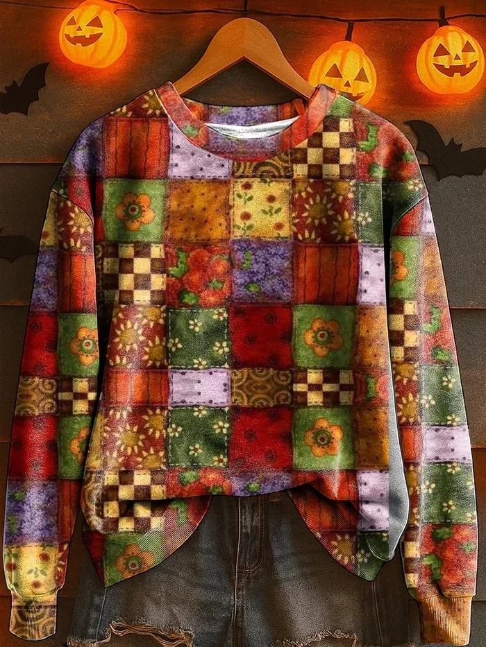 Women Halloween Crew Neck Printing Casual Spring/Fall Long Sleeve Sweatshirt