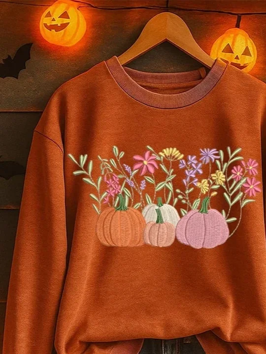 Women Floral Crew Neck Printing Casual Spring/Fall Long Sleeve Sweatshirt