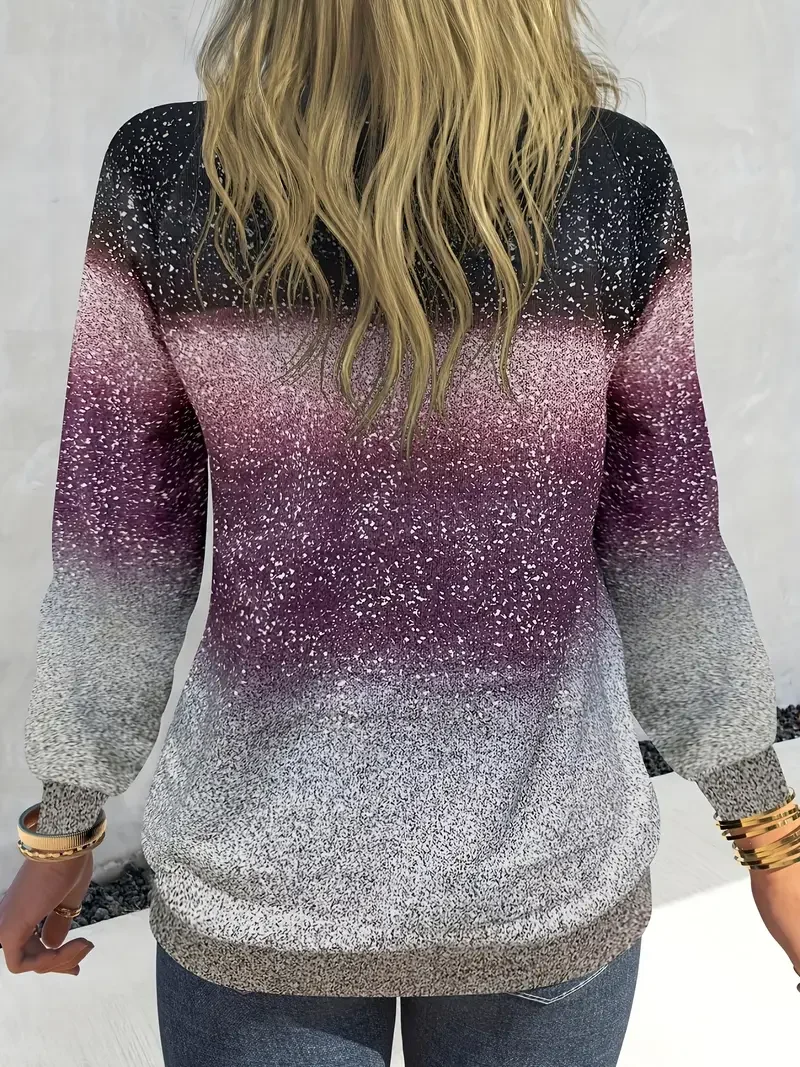Women Abstract Crew Neck Printing Casual Spring/Fall Long Sleeve Sweatshirt