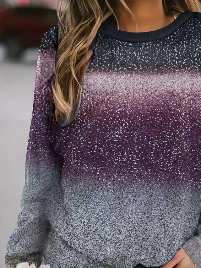 Women Abstract Crew Neck Printing Casual Spring/Fall Long Sleeve Sweatshirt