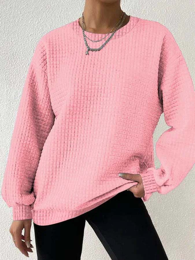 Women Plain Crew Neck Casual Spring/Fall Long Sleeve Sweatshirt