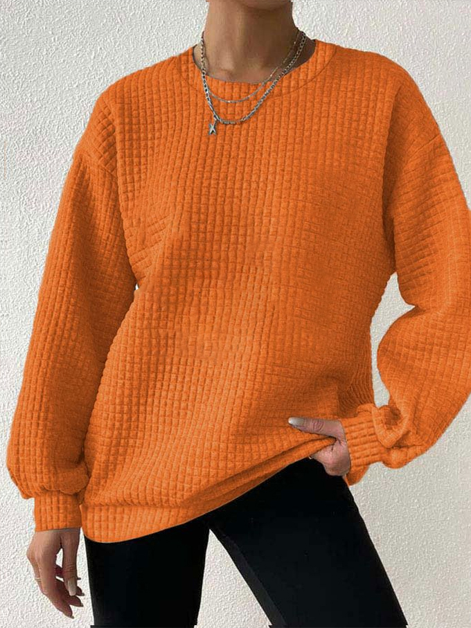 Women Plain Crew Neck Casual Spring/Fall Long Sleeve Sweatshirt