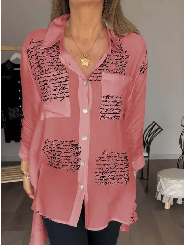 Women Geometric Long Sleeve Shirt Spring/Fall Printing V Neck Daily Casual Top