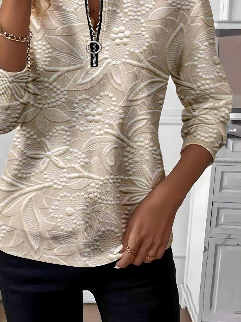 Women Floral Crew Neck Vintage Spring/Fall Long Sleeve Sweatshirt