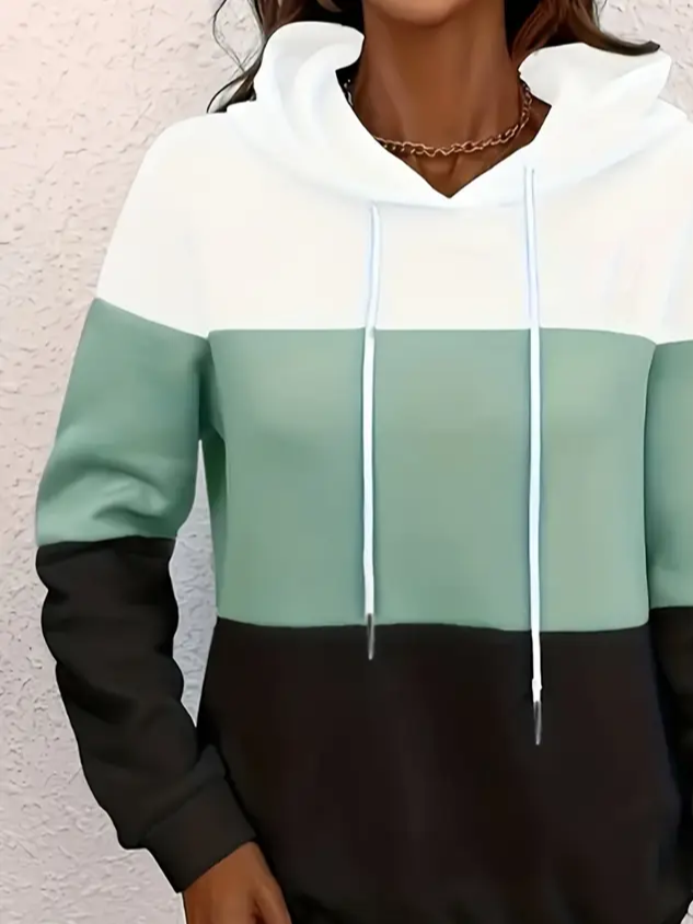 Women Multicolor Block Spring/Fall Printing Long Sleeve Casual Daily Hoodie