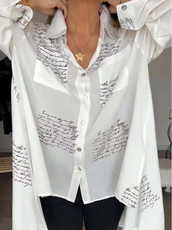 Women Geometric Long Sleeve Shirt Spring/Fall Printing V Neck Daily Casual Top