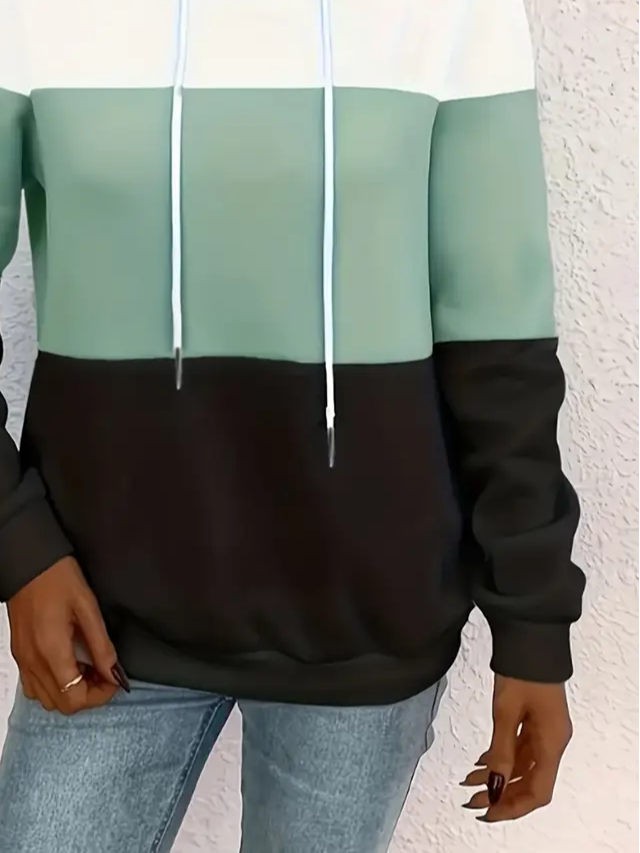 Women Multicolor Block Spring/Fall Printing Long Sleeve Casual Daily Hoodie
