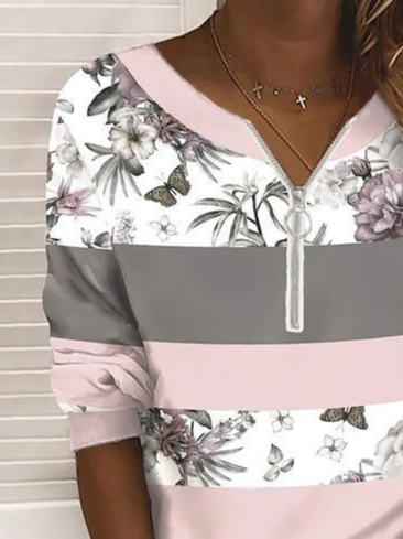 Women Floral Crew Neck Printing Casual Spring/Fall Long Sleeve Sweatshirt