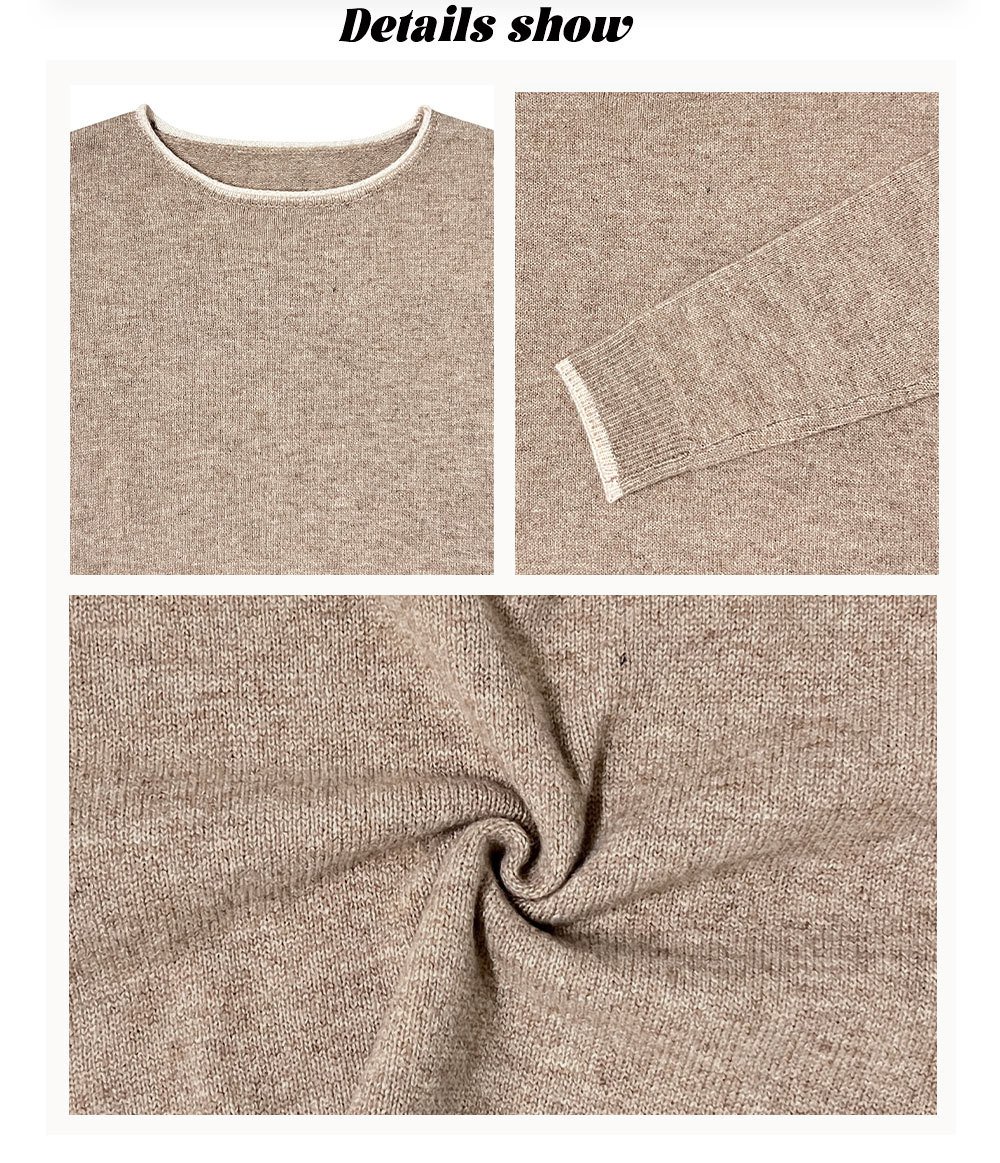 Women Plain Split Joint Winter Street Long Sleeve Crew Neck Sweater