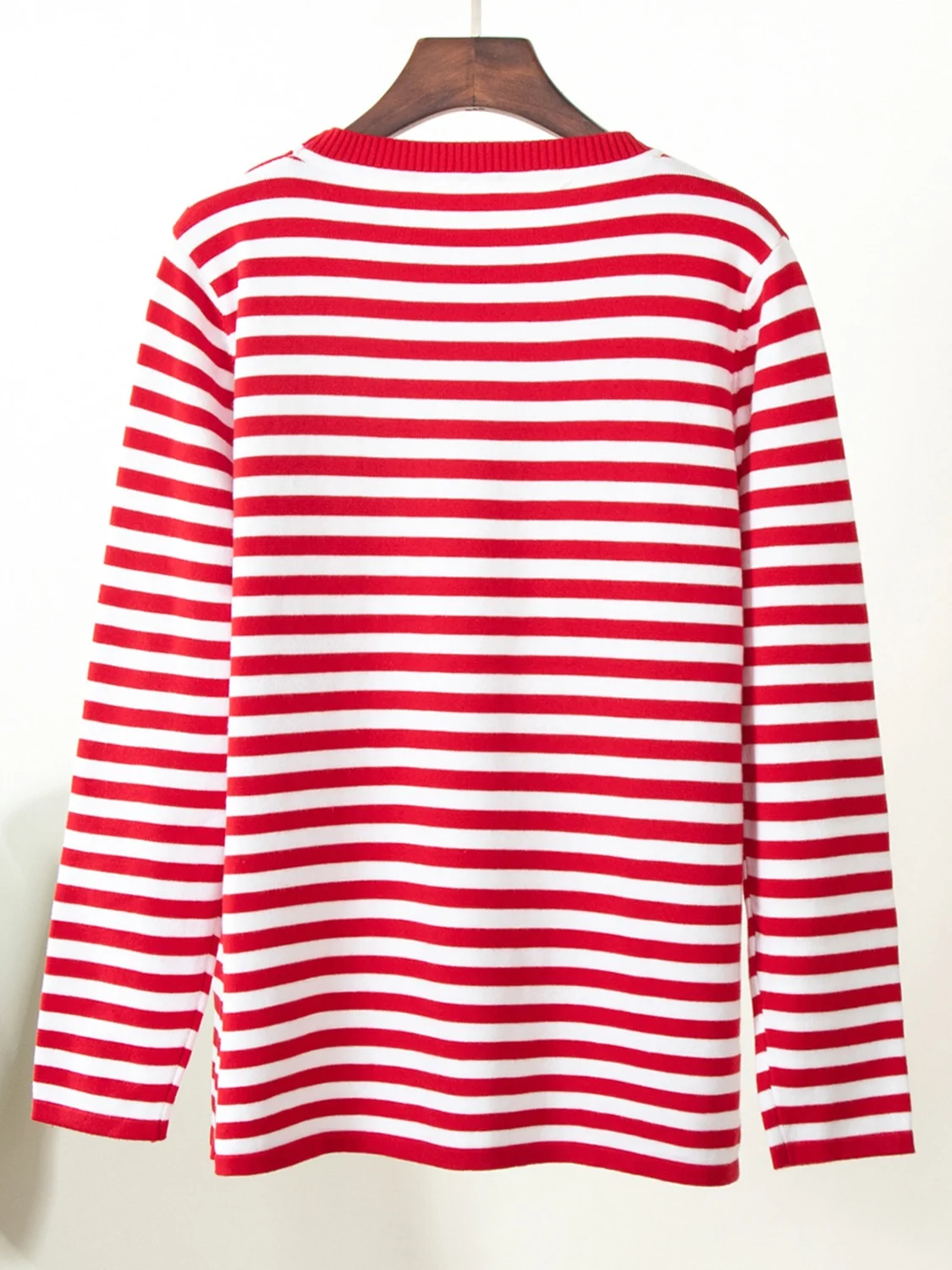 Women Striped Split Joint Spring/Fall Street Long Sleeve Crew Neck Sweater
