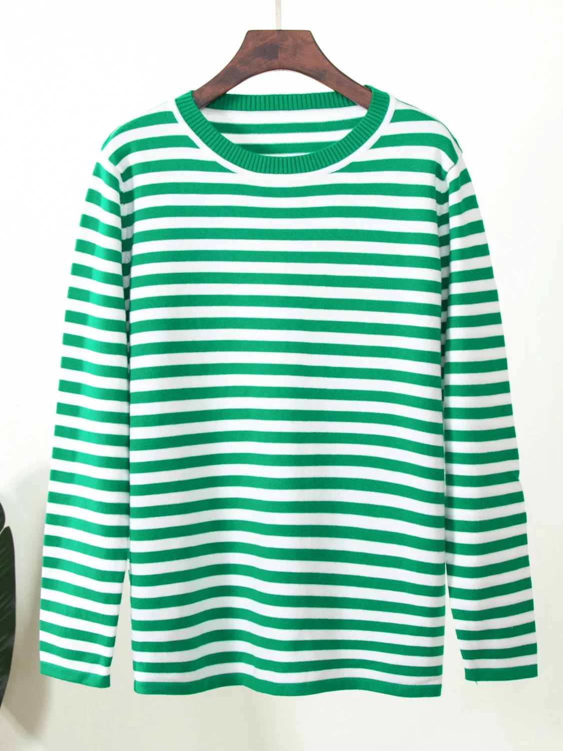 Women Striped Split Joint Spring/Fall Street Long Sleeve Crew Neck Sweater