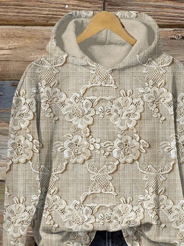 Women Floral Spring/Fall Printing Long Sleeve Casual Daily Hoodie