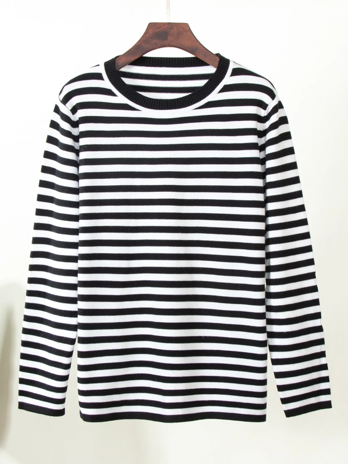 Women Striped Split Joint Spring/Fall Street Long Sleeve Crew Neck Sweater
