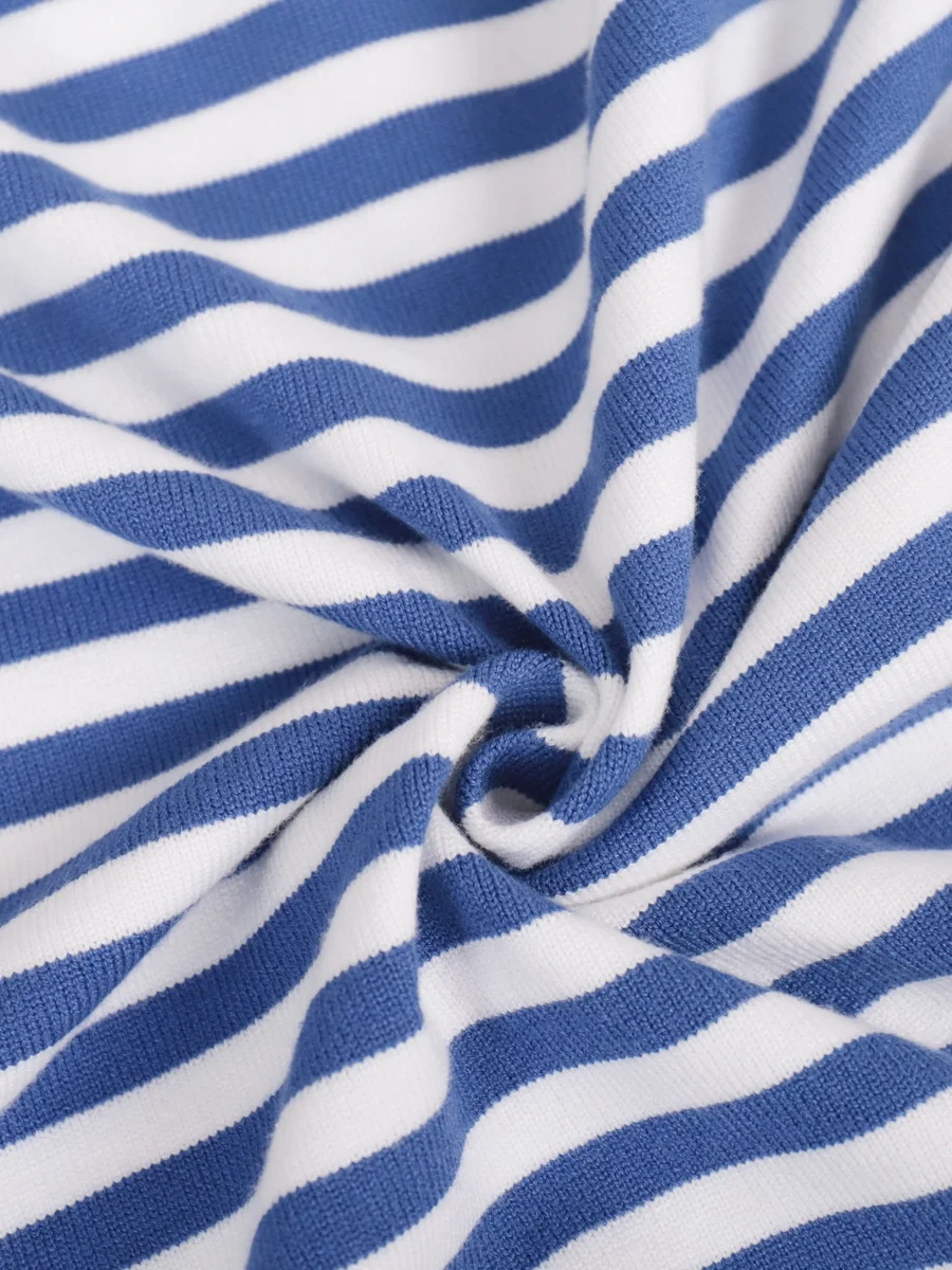 Women Striped Split Joint Spring/Fall Street Long Sleeve Crew Neck Sweater