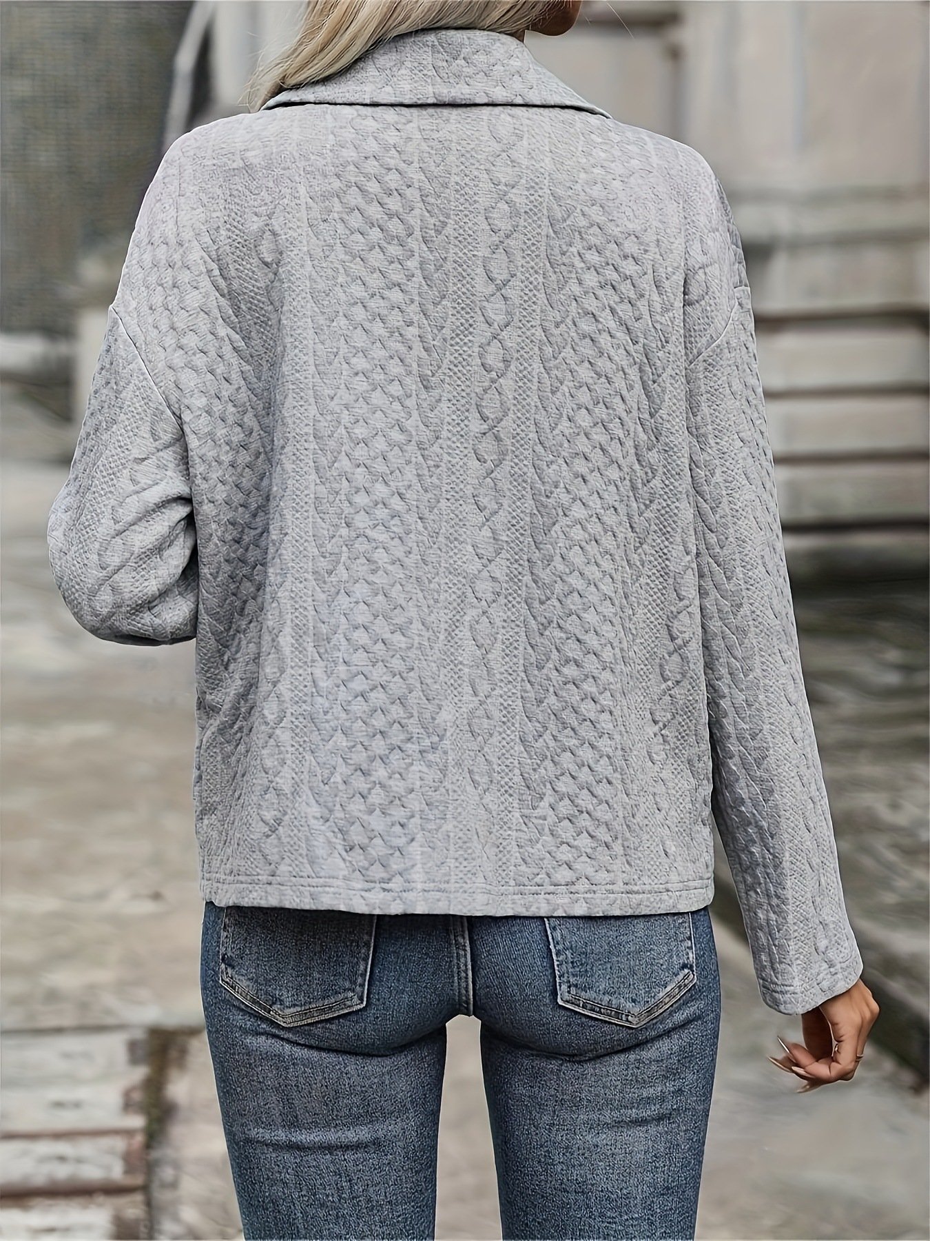 Women Spring/Fall Outerwear Vintage Jacquard Plain Long Sleeve Shawl Collar Jacket