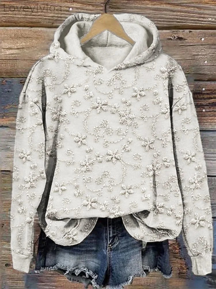Women Floral Spring/Fall Printing Long Sleeve Casual Daily Hoodie