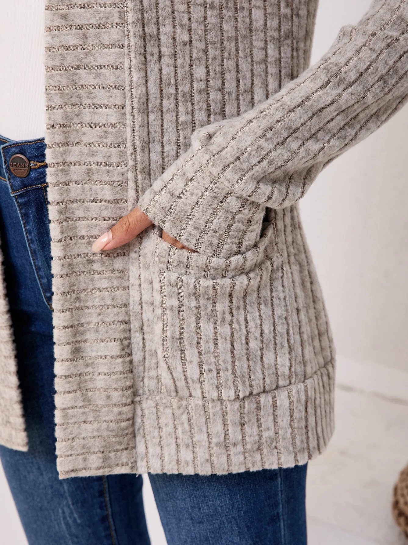 Women Plain Spring/Fall Cover-up Vintage Split Joint Lightweight Cardigan