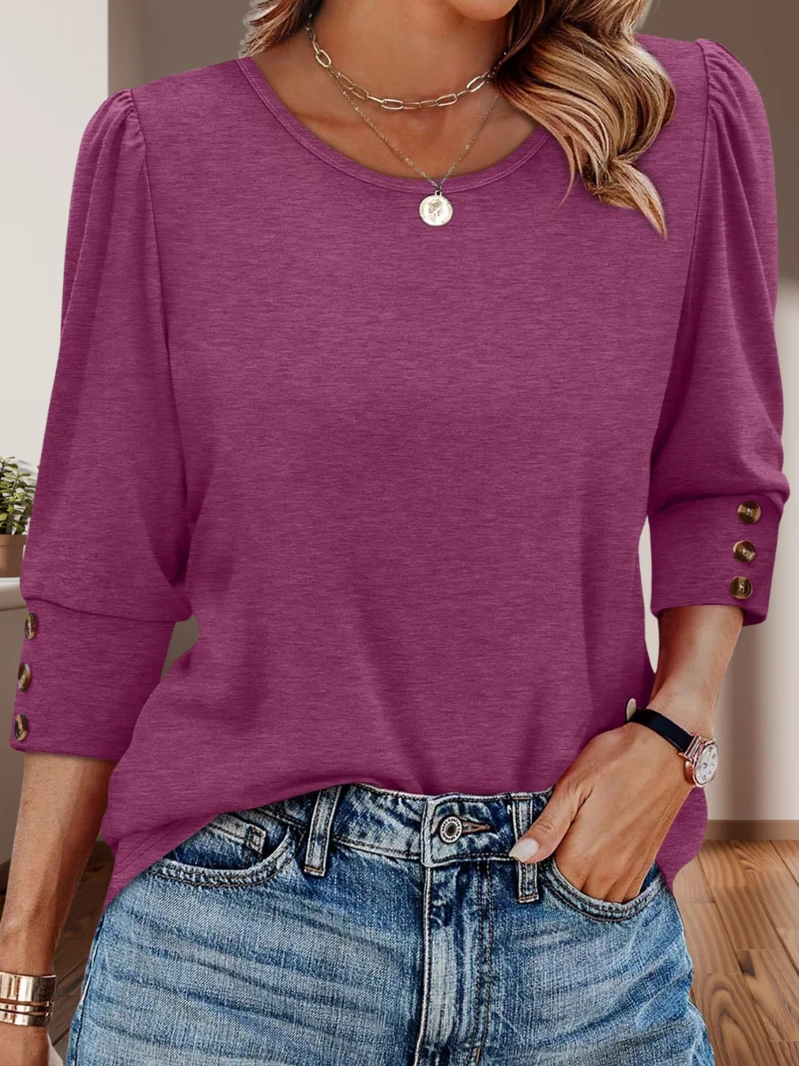 Women Geometric Long Sleeve Tee T-shirt V Neck Printing Vintage Spring/Fall Top