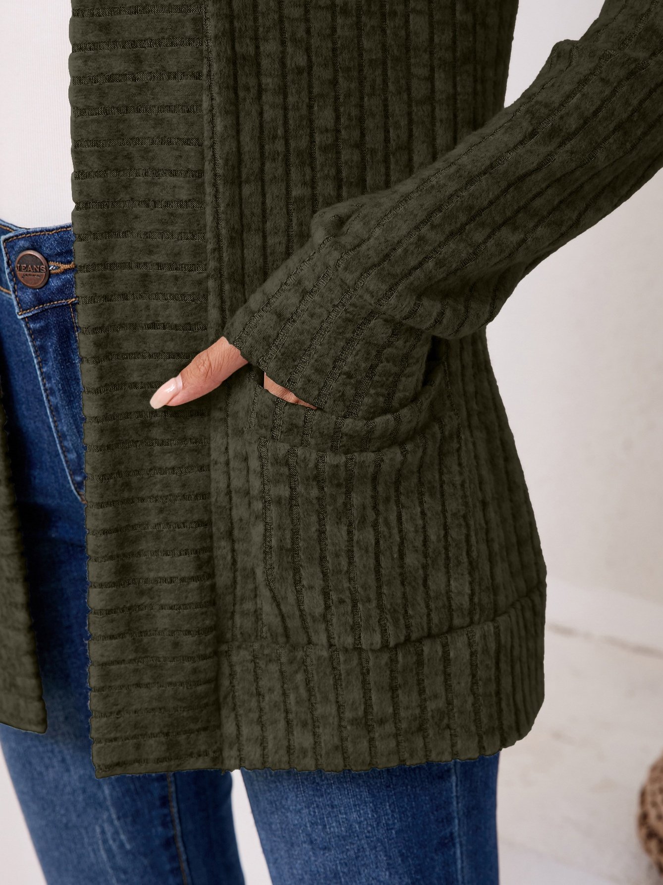 Women Plain Spring/Fall Cover-up Vintage Split Joint Lightweight Cardigan