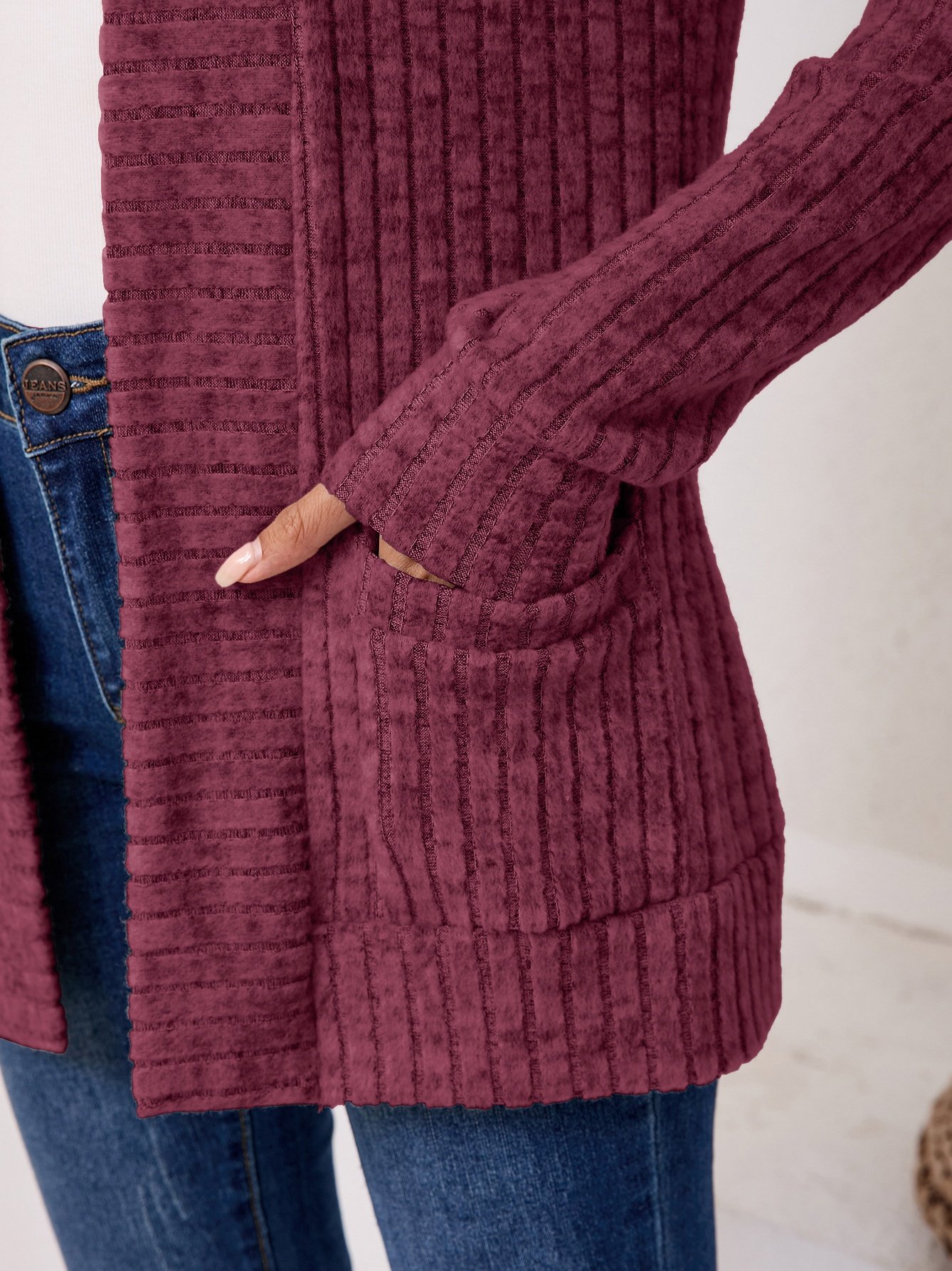 Women Plain Spring/Fall Cover-up Vintage Split Joint Lightweight Cardigan