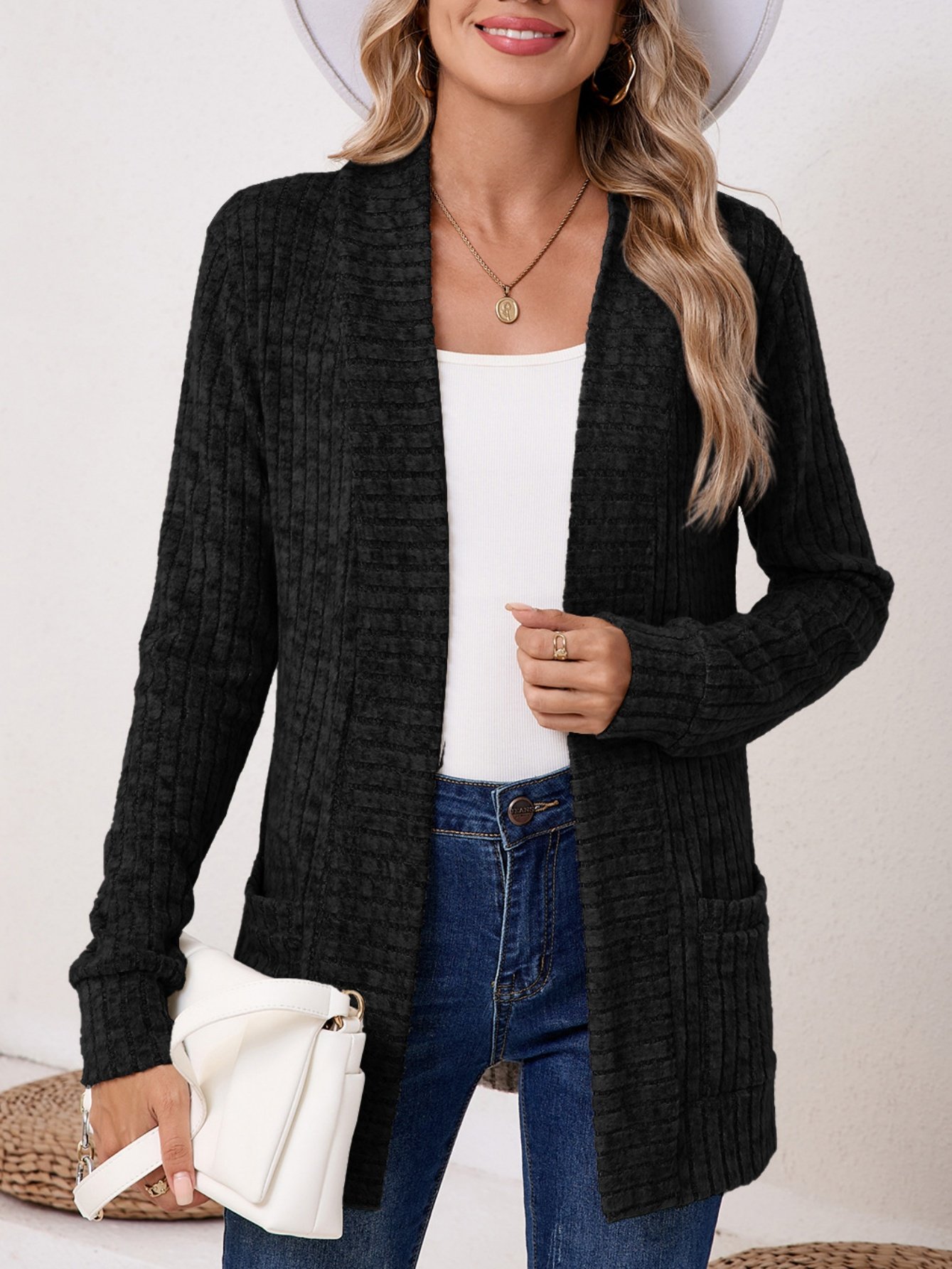 Women Plain Spring/Fall Cover-up Vintage Split Joint Lightweight Cardigan