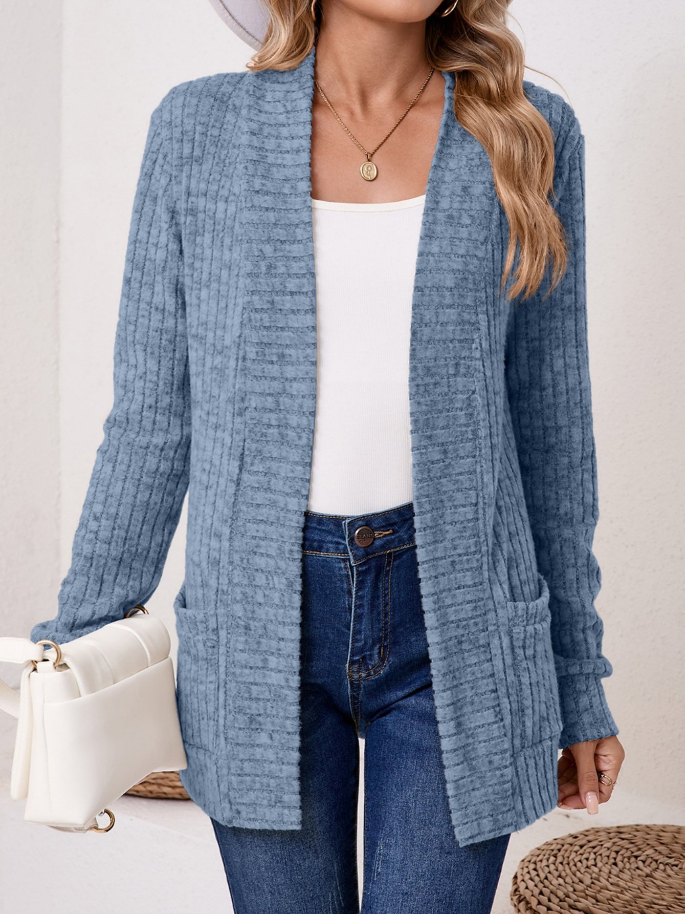 Women Plain Spring/Fall Cover-up Vintage Split Joint Lightweight Cardigan