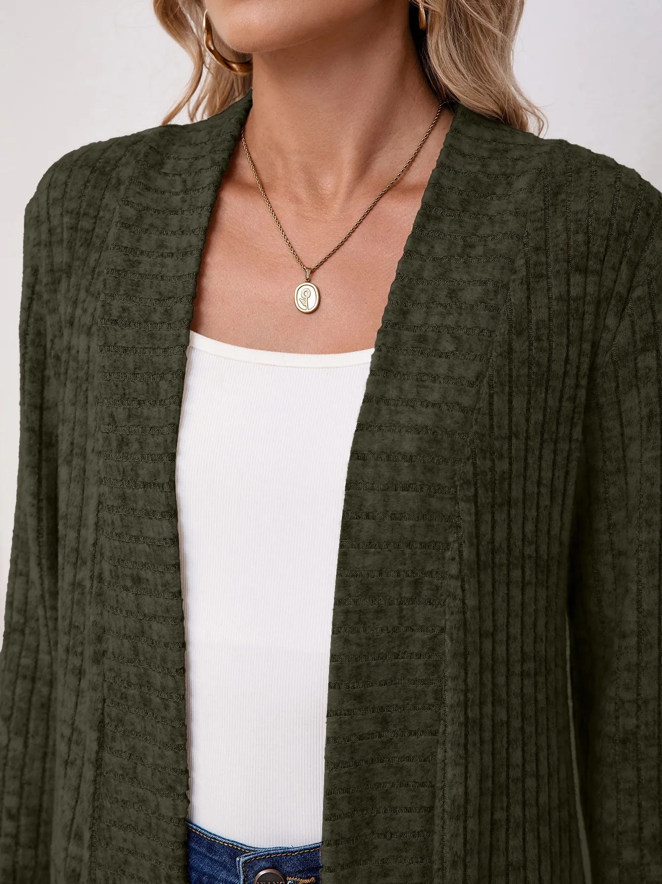 Women Plain Spring/Fall Cover-up Vintage Split Joint Lightweight Cardigan