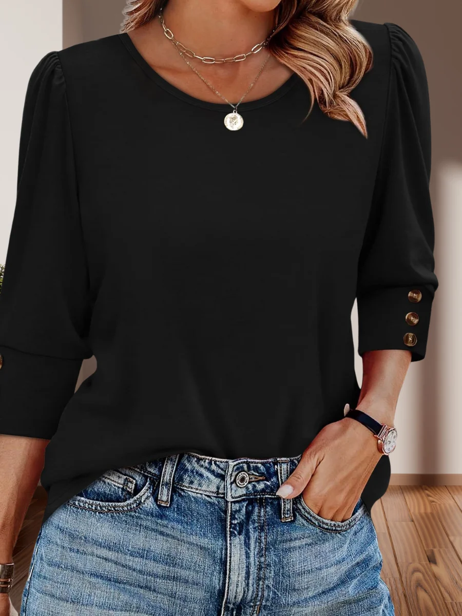 Women Geometric Long Sleeve Tee T-shirt V Neck Printing Vintage Spring/Fall Top